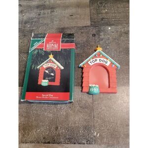 Hallmark 1992 special dog photo holder ornament Xmas decor